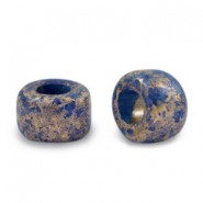 DQ Griechische Keramik Perlen 9mm Gold spot - Dark blue
